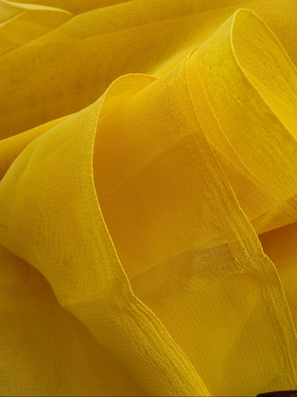 Fabric, 43” W x 122” L, Lightweight Sheer Yellow